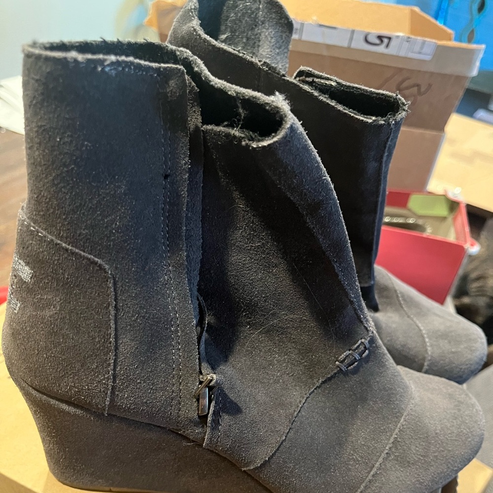 Tom’s wedge booties grey size 8